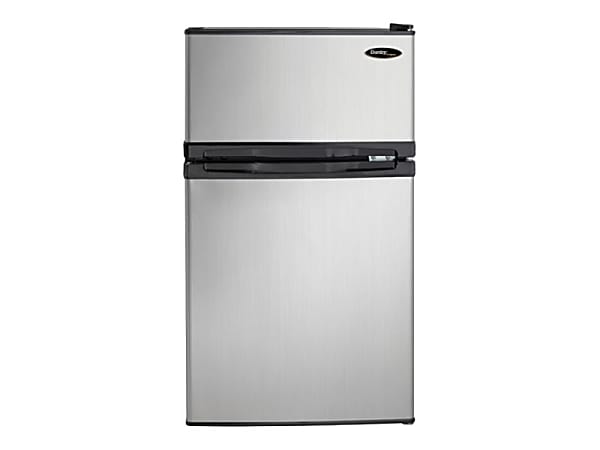 Danby Designer Dual Door Compact Fridge with Freezer 3.10 ftandsup3  Reversible 2.23 ftandsup3 Net Refrigerator Capacity 0.87 ftandsup3 Net  Freezer Capacity 319 kWh per Year Stainless Smooth - Office Depot