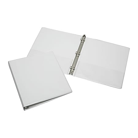 SKILCRAFT® Clear Overlay 3-Ring Binder, 1" Round Rings, White (AbilityOne 7510-01-203-4708)