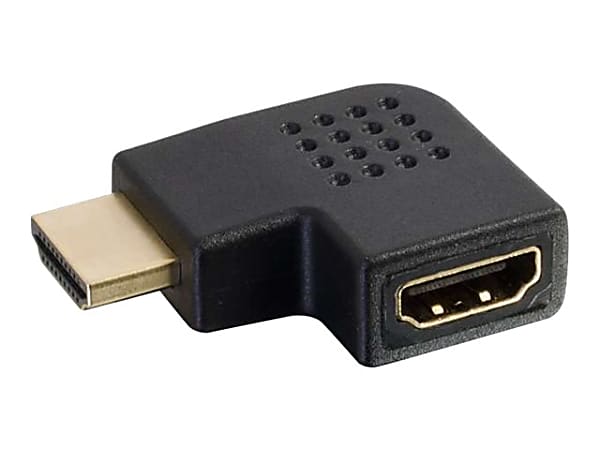 C2G Right Angle HDMI Adapter - Left Exit - 1 x HDMI Digital Audio/Video Female - 1 x HDMI Digital Audio/Video Female - Gold Connector - Black