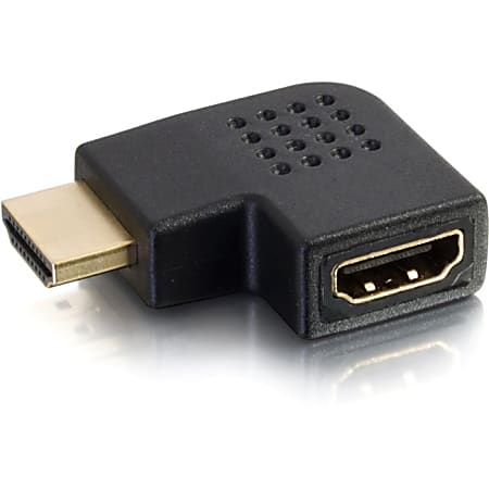 C2G Right Angle HDMI Adapter - Left Exit - 1 x HDMI Digital Audio/Video Female - 1 x HDMI Digital Audio/Video Female - Gold Connector - Black