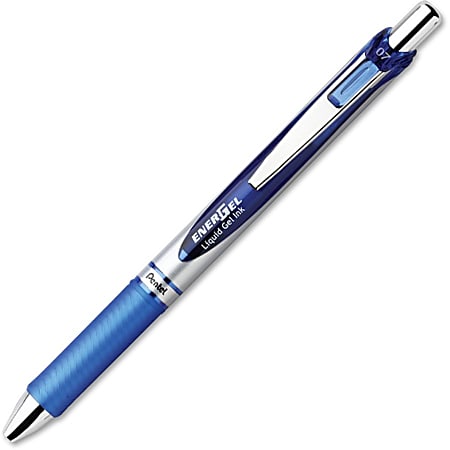 Pentel® EnerGel® RTX Liquid Gel Pen, Medium Point, 0.7 mm, Silver Barrel, Blue Ink