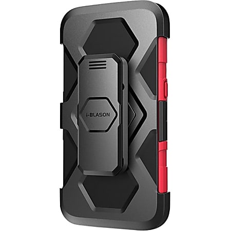 i-Blason Prime Carrying Case (Holster) Smartphone - Red - Impact Resistant, Shock Resistant - Polycarbonate, Silicone - Holster, Belt Clip