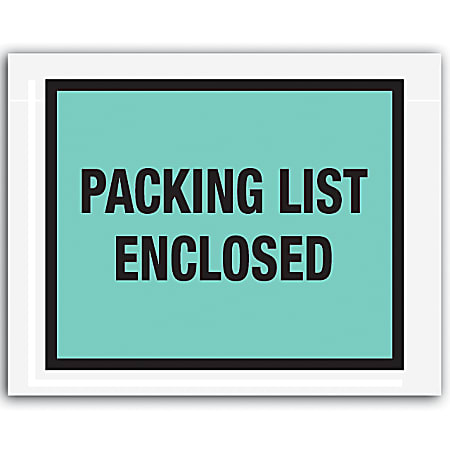 Tape Logic® "Packing List Enclosed" Envelopes, Full Face 7" x 5 1/2", Green, Pack Of 1,000