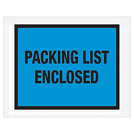 Tape Logic® "Packing List Enclosed" Envelopes, Full Face 7" x 5 1/2", Blue, Pack Of 1,000