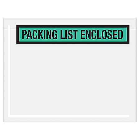 Tape Logic® "Packing List Enclosed" Envelopes, Panel Face, 7" x 5 1/2", Green, Pack Of 1,000