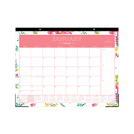 Day Designer Monthly Desk Calendar, 17" x 22", Peyton White, January To December 2022, 103631