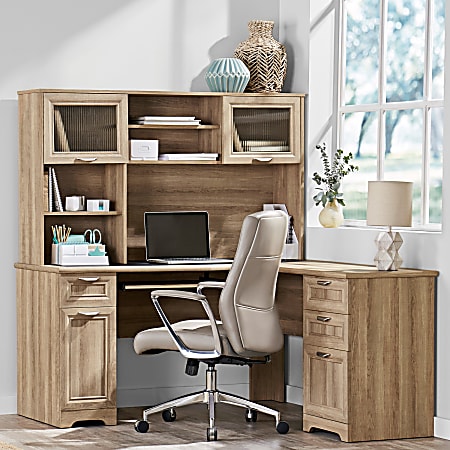 Realspace® Magellan 59"W L-Shape Corner Computer Desk, Blonde Ash