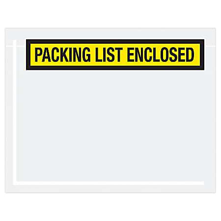 Tape Logic® "Packing List Enclsoed" Envelopes, Panel Face, 7" x 5 1/2", Yellow, Pack Of 1,000
