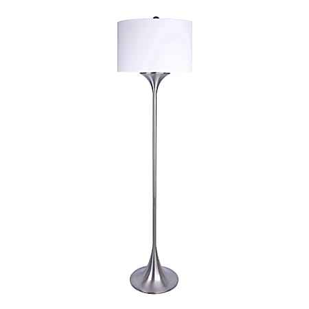 LumiSource Lenuxe Floor Lamp, 71"H, White/Brushed Nickel