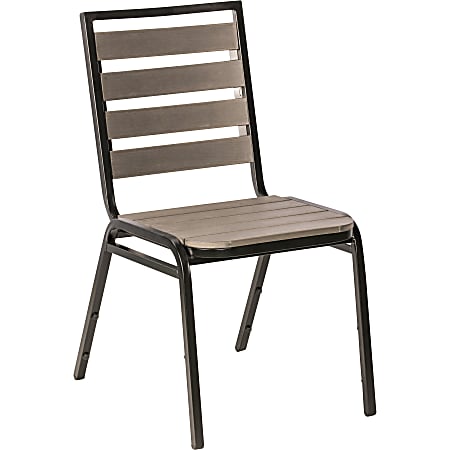 Lorell® Faux Wood Outdoor Chairs, Charcoal/Black, Set Of 4 Chairs