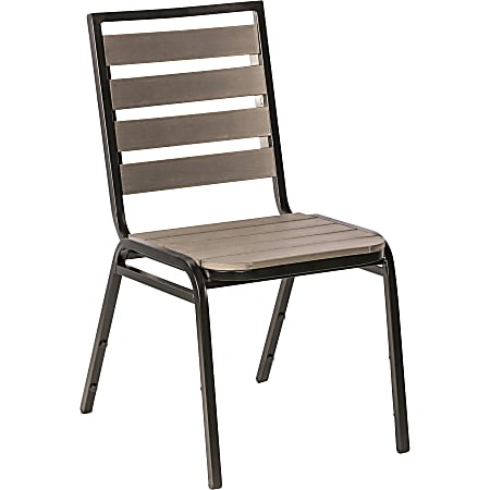Lorell® Faux Wood Outdoor Chairs, Charcoal/Black, Set Of
