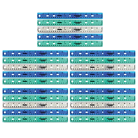 Helix Shatter Resistant Ringbinder Ruler 12" / 30cm, Pack Of 25