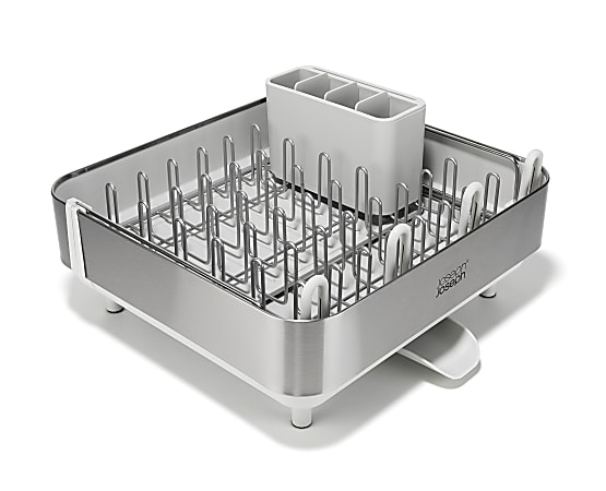 Joseph Joseph Steel Expandable Dish Drainer With Wine Glass Holder, 6-5/8", Stone, Total Qty 1
