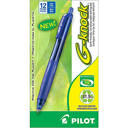 Pilot G Knock BeGreen Gel Rollerball Pen Fine Point 0.7 mm Blue