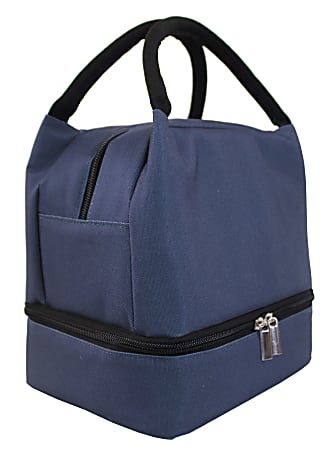 Office Depot® Solid Lunch Box With Bottom Zipper, 9-7/16"H x 7"W x 6-1/8"D, Navy Blue