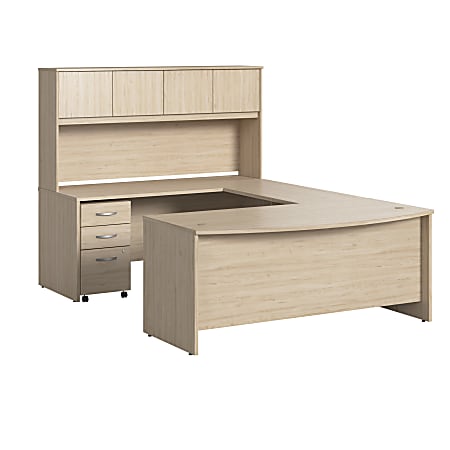 Bush Business Furniture Studio C 72"W U-Shaped Desk With Hutch And Mobile File Cabinet, Natural Elm, Standard Delivery