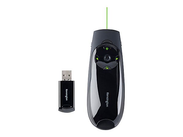 Kensington Presenter Expert Green Laser with Cursor Control - Presentation remote control - 4 buttons - RF - black