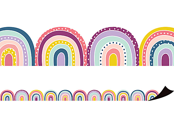 Teacher Created Resources Magnetic Border, 1-1/2" x 24", Oh Happy Day Rainbows, Pack Of 12 Pieces