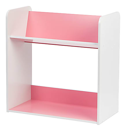 IRIS 24"H 2-Tier Tilted Shelf Book Rack, Pink/White