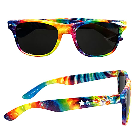 Custom Tie-Dye Malibu Sunglasses, 2&quot; x 1/4&quot;, Rainbow
