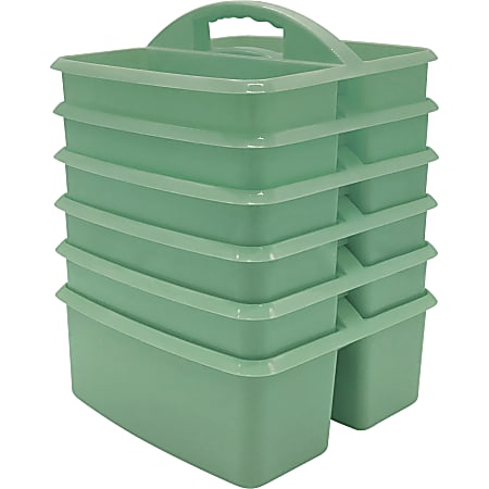 Teacher Created Resources Plastic Storage Caddy, Eucalyptus Green, Pack Of 6