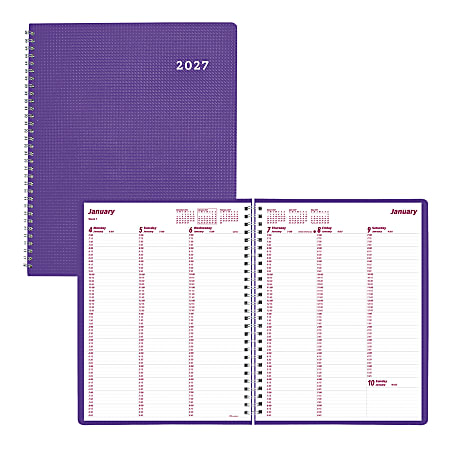 2027 Brownline® DuraFlex Weekly Appointment Planner, 11" x 8-1/2", 100% Recycled, Purple, January To December, CB950V.PUR, Total Qty 1