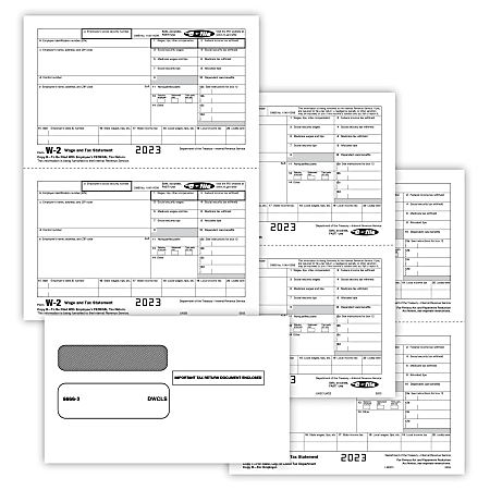 ComplyRight® W-2 Tax Form Set, 3-Part, Recipient Copy Only, 2-Up, 8-1/2" x 11", Pack Of 50 Forms And Envelopes