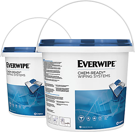 Everwipe Chem-Ready Wipe Dispenser Buckets, 1 Gallon, 7"H x 7-1/8"W x 7-1/8"D, White, Carton Of 5 Buckets