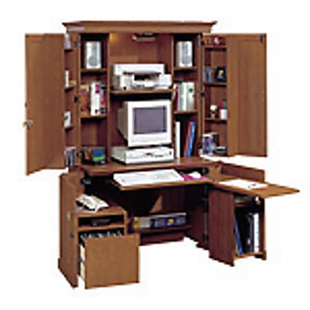 Sauder® Monarch Computer Armoire Workcenter, 71 3/8"H x 41 1/2"W x 23"D Closed, Fruitwood