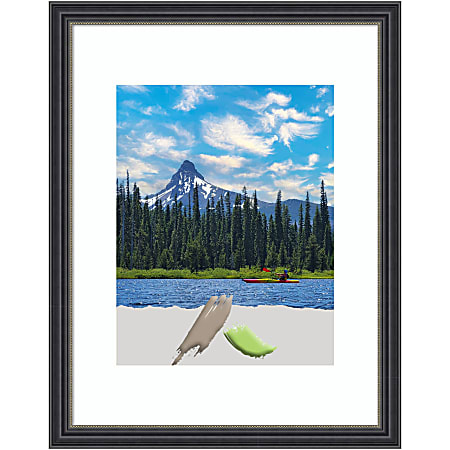 Amanti Art Stylish Narrow Wood Picture Frame, Opening Size 12” x 15” (Matted To 11” x 14”), Black