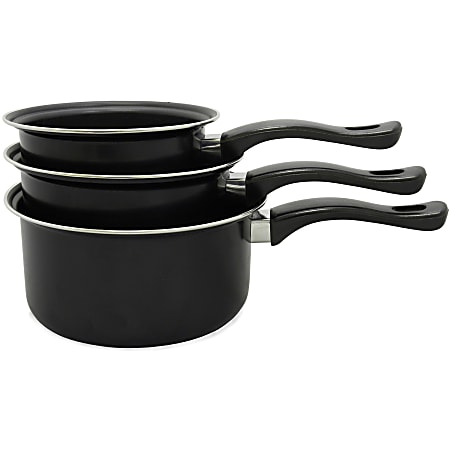 Brentwood BSP-161820 1.5, 2, and 3 Quart Non-Stick Saucepan Set, Black - 3 Pieces - Cooking - Dishwasher Safe - BSP161820