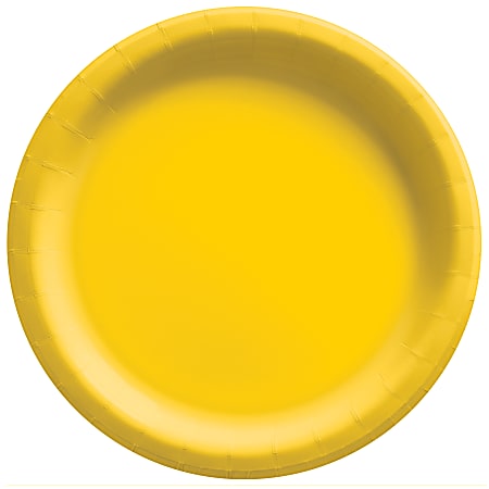 Amscan Round Paper Plates, Yellow Sunshine, 10”, 50 Plates Per Pack, Case Of 2 Packs