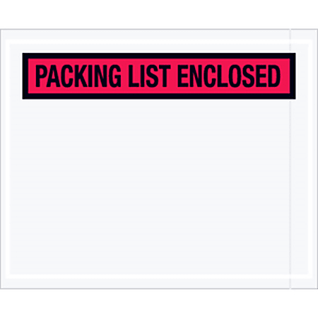 Partners Brand "Packing List Enclosed" Envelopes, Panel Face, 4-1/2" x 5-1/2", Red, Pack Of 1,000