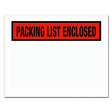 Partners Brand "Packing List Enclosed" Envelopes, Panel Face, 4-1/2" x 5-1/2", Red, Pack Of 1,000