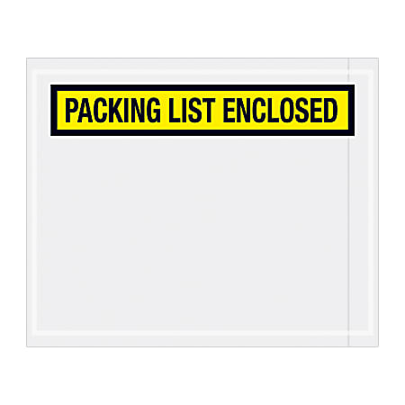 Partners Brand "Packing List Enclosed" Envelopes, Panel Face, 4 1/2" x 5 1/2", Yellow, Pack Of 1,000