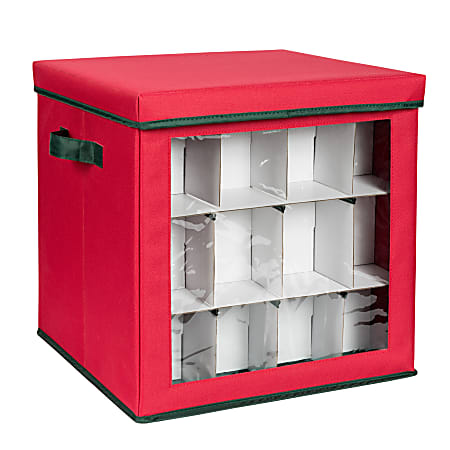 Honey Can Do Heavy Duty Holiday Ornament Storage Cube Container 120 Count  20 H x 18 34 W x 22 12 D Red - Office Depot