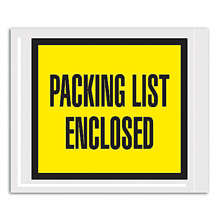 Tape Logic® Brand "Packing List Enclosed" Envelopes, Full Face, 4 1/2" x 5 1/2", Yellow, Pack Of 1,000