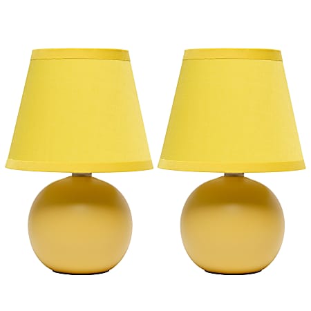Creekwood Home Nauru Petite Ceramic Orb Base Table Lamp 8 11 16 H Yellow Shades Yellow Bases Set Of 2