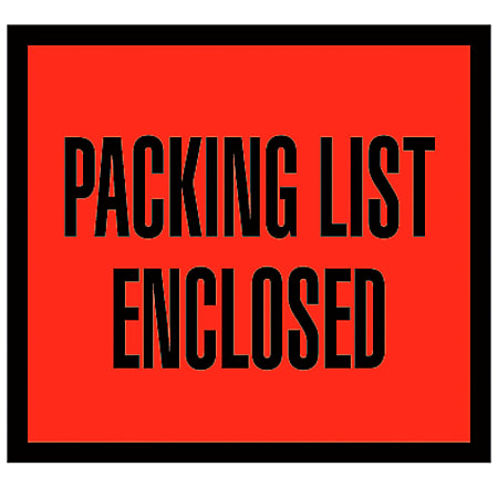 Tape Logic® "Packing List Enclosed" Envelopes, Full Face, 4 1/2" x 5 1/2", Red, Pack Of 1,000