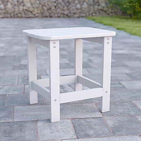 Flash Furniture Charlestown All-Weather Adirondack Side Table, 18-1/4”H x 18-3/4”W x 15”D, White