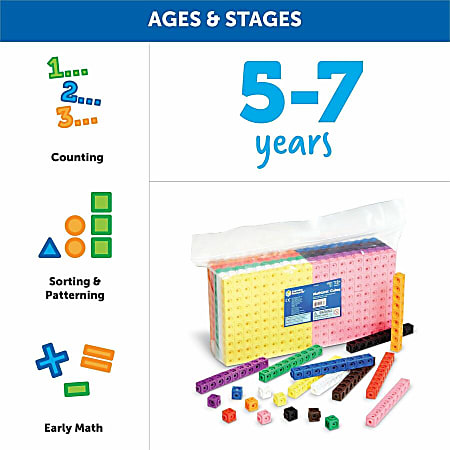 Learning Resources Mathlink Cubes - Ensemble De 1000 Cubes Connectables Pour Apprendre Les Maths