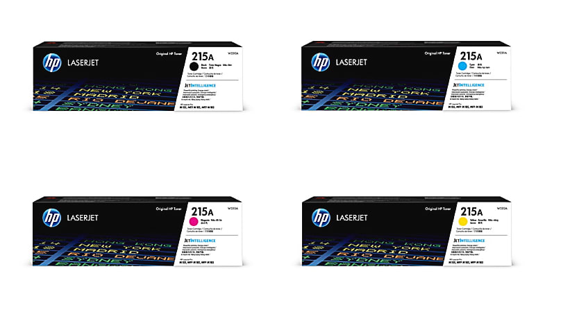 HP 215A Black/Cyan/Magenta/Yellow Toner Cartridges, Pack Of 4 Cartridges, HP215ASET-OD