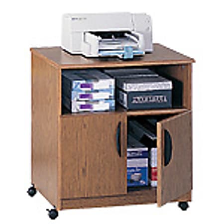 Safco® Wood Mobile Machine Stand, 30 1/4"H x 28 1/8"W x 19 3/4"D, Medium Oak