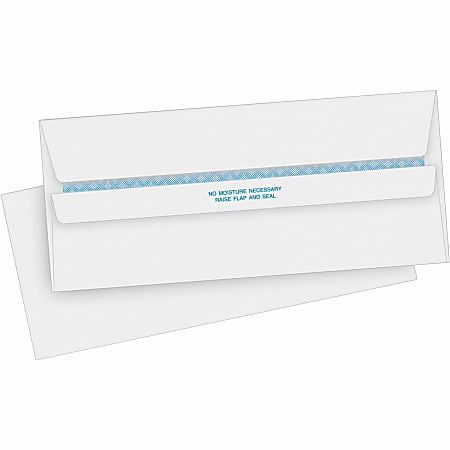 Business Source Regular Security Invoice Envelopes - Business - #10 - 4 1/8" Width x 9 1/2" Length - 24 lb - Self-sealing - 500 / Box - White