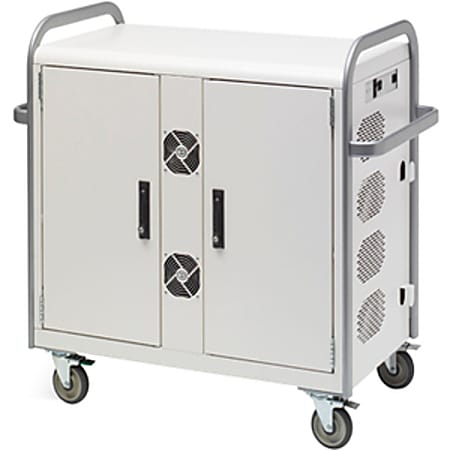 Bretford 32-Unit Network Ready Laptop Cart - 2 Shelf - 4 Casters - 5" Caster Size - Steel - x 48" Width x 25" Depth x 43" Height - Concrete, Aluminum - For 32 Devices - 1 / Carton