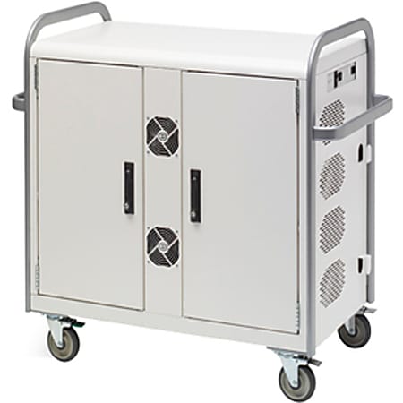 Bretford 32-Unit Network Ready Laptop Cart - 2 Shelf - 4 Casters - 5" Caster Size - Steel - 48"x 25" Depth x 43" - Concrete, Aluminum -