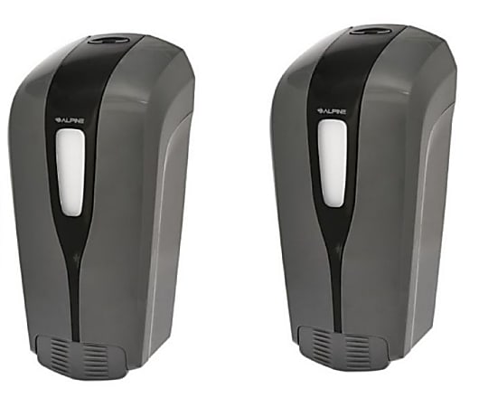 Alpine Aspen Commercial Refillable Manual Foam Soap Dispensers, 8-3/4"H x 4-1/4"W x 3-1/4"D, Gray, Pack Of 2 Dispensers