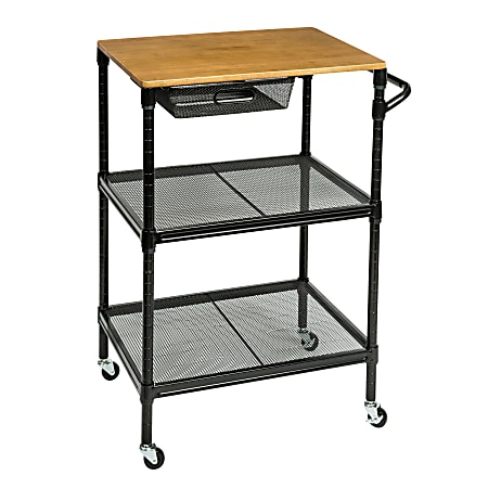 Honey Can Do Kitchen Cart With Wheels 36 H x 18 W x 28 D Black - Office  Depot