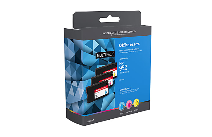 Office Depot® Brand Remanufactured High-Yield Cyan, Magenta, Yellow Ink Cartridge Replacement For HP 952XL, Pack Of 3, OD952CMY