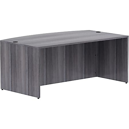 Lorell® Essentials 72"W Laminate Bowfront Desk Shell, Weathered Charcoal